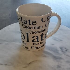 Elegant White Mug with Chocolate Text Design